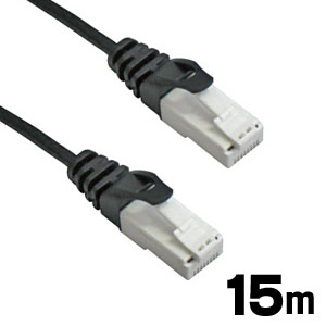 あきばお～ LANケーブル スリムタイプ 極細 15m ブラック ツメ折れ防止 CAT6対応