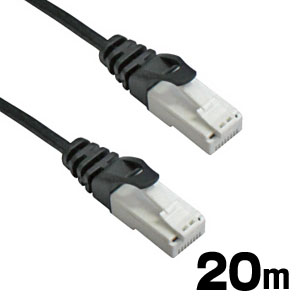 あきばお～ LANケーブル スリムタイプ 極細 20m ブラック ツメ折れ防止 CAT6対応