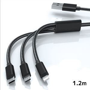 あきばお～ iPhone USB3.1 Type-C microUSB　マルチUSB充電ケーブル ブラック