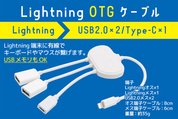  輸入特価アウトレット iPhone OTGケーブル ホワイト