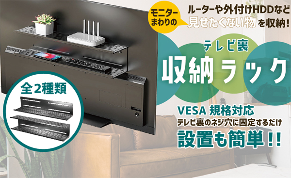  輸入特価アウトレット TV裏 収納ラック 1段