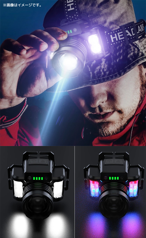  輸入特価アウトレット TypeC充電式 LEDヘッドライト