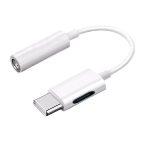 あきばお～ TypeC Iphone 3.5mm変換 充電ケーブル ホワイト