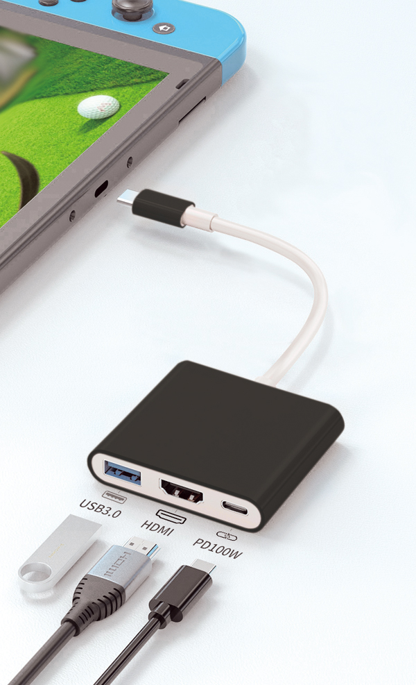  あきばお～ Type-C HDMI マルチアダプタ　ブラック