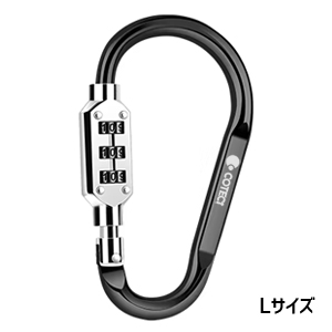 あきばお～ ダイヤルロック付 カラビナ L ブラック