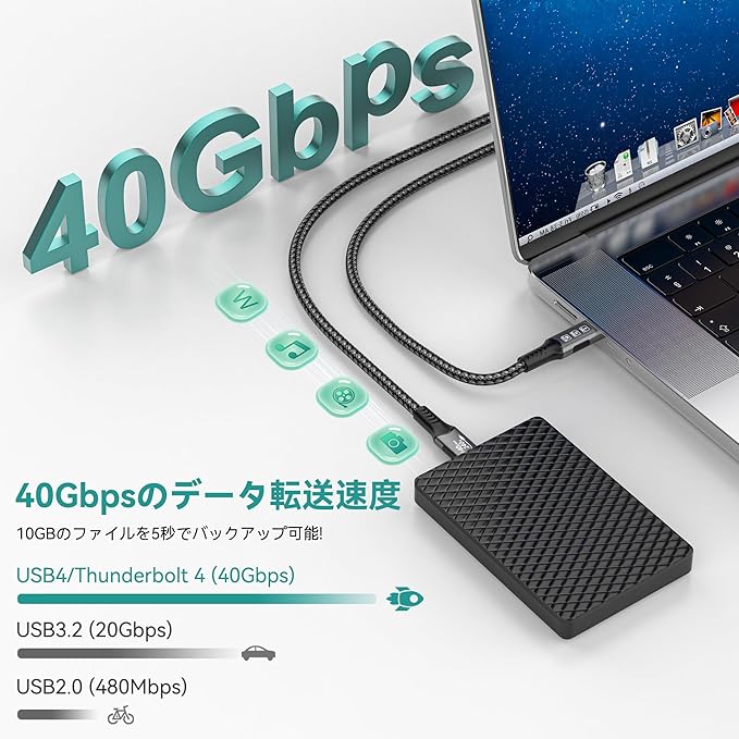  あきばお～ USB4ケーブル グレー