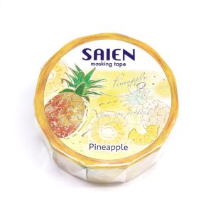 カミイソ産商 カミイソ産商 マスキングテープ SAIEN UR-3112 金箔銀箔 果実の時間 パイナップル 20mmx5m