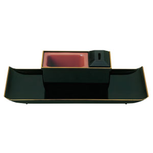 サンメニー SUNMANY サンメニー 焼香盆やすらぎセット ノンスリップ 5.0寸 小 黒 フチ金