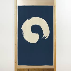 のぼり屋工房 のぼり屋工房 市松レースのれん 丸 ベージュ-青 41898