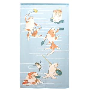 のぼり屋工房 のぼり屋工房 市松レースのれん 国芳 金魚 09 42387