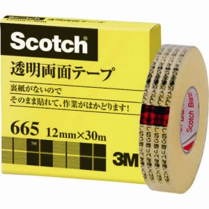 スリーエム 3M スリーエム 3M 665-1-12 透明両面テープ ライナーなし 12mmX30m 巻芯径25mm