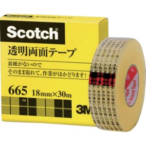 スリーエム 3M スリーエム 3M 665-1-18 透明両面テープ ライナーなし 18mmX30m 巻芯径25mm