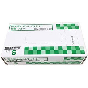 オカモト OKAMOTO オカモト 854B-S 衛生思いのニトリルライト手袋 ブルー粉無 100入