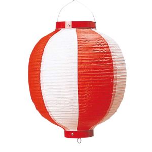 江部松商事 EBM EBM 丸型 ビニール提灯 9号 赤/白 江部松商事