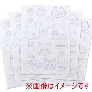 日本紐釦貿易 Nippon Chuko 日本紐釦 図案印刷済 フェルト 土台 らくちくフェルト 5枚入 Cat LCF-1-5