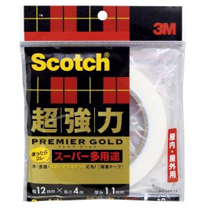 スリーエム 3M スリーエム 3M SPS-12 スコッチ 超強力両面テープ プレミアゴールド スーパー多用途 12mm×4m