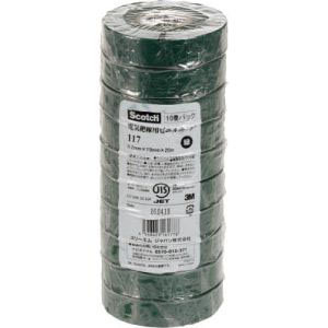 スリーエム 3M スリーエム 3M 117 GRE 20 10P ビニールテープ 117 緑 19mm×20m 10巻入り