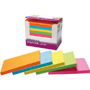 スリーエム 3M スリーエム 3M 6551SS-NE ポストイットエコノパック 強粘着ノート 75x127mm 混5色 90枚x10パッド