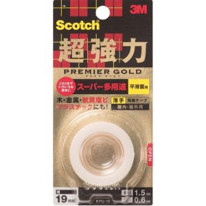 スリーエム 3M スリーエム 3M KPU-19 スコッチ 超強力両面テープ プレミアゴールド スーパー多用途 薄手 19mm×1.5m