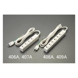 エスコ ESCO エスコ EA815GL-408A タップ 抜け止め 雷サージ AC125V/15A×2m/6口 