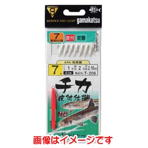 がまかつ Gamakatsu がまかつ チカ皮付仕掛 秋田狐 茶 7本 6号 ハリス 1 T-206