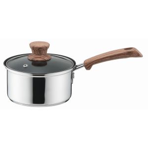 パール金属 Pearl パール金属 HB3174 ウッディパル3層底蓋付片手鍋 14cm 内面フッ素加工