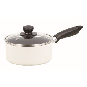 パール金属 パール金属 ジャストサイズ IH対応 ふっ素加工 ガラス蓋付片手鍋 16cm ホワイト HB-4402