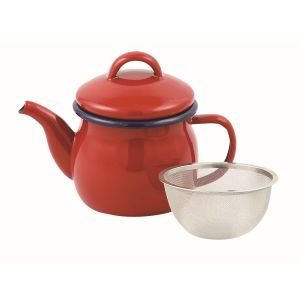 パール金属 パール金属 ジャストサイズ ホーローティーポット 茶こし付 580ml レッド HB-4411