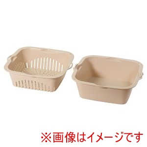 パール金属 Pearl パール金属 クックサイド 角型 ザル ボウル 2点セット ベージュ HC-1008