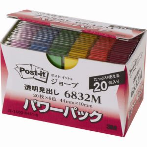 スリーエム 3M スリーエム 3M 6832M ポスト イット ジョーブ パワーパック透明見出し 44X10mm