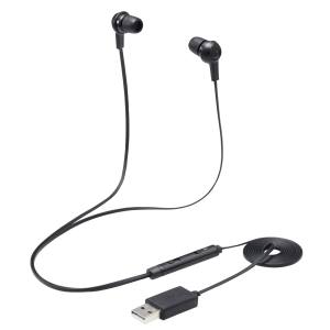 ELECOM エレコム エレコム HS-EP17UBK インナーイヤー型ヘッドセット カナル ミュートスイッチ付 両耳 USB ブラック