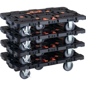 トラスコ中山 TRUSCO BT700J3S2-E100T-M4 連結式樹脂製平台車 ビートル 700X450 自在3輪 内2輪ストッパー付まとめ買い4台 メーカー直送 代引不可 北海道沖縄離島不可