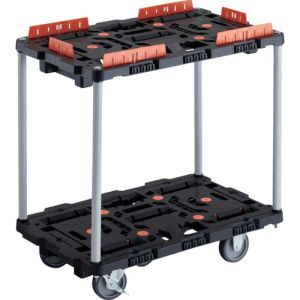 トラスコ中山 TRUSCO BT720KJ3S2-E100 連結式樹脂製2段台車 ビートル 700X450 自在3輪 内2輪ストッパー付 柵付 ハンドルなし メーカー直送 代引不可 北海道沖縄離島不可