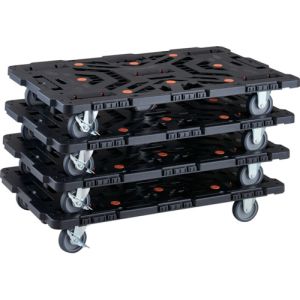 トラスコ中山 TRUSCO BT900KJ3S2-E100-M4 連結式樹脂製平台車 ビートル 自在3輪 内2輪ストッパー付 柵付 まとめ買い4台 メーカー直送 代引不可 北海道沖縄離島不可
