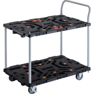 トラスコ中山 TRUSCO BT924J3S2-E100T 連結式樹脂製2段台車 ビートル 900X600 自在3輪 内2輪ストッパー付 ハンドル付 メーカー直送 代引不可 北海道沖縄離島不可