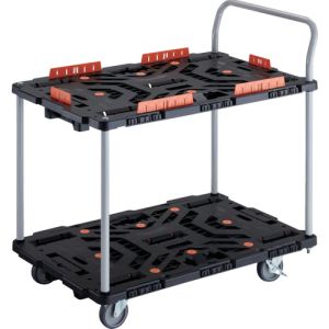 トラスコ中山 TRUSCO BT924KJ5S2-E100 連結式樹脂製2段台車 ビートル 900X600 自在5輪 内2輪ストッパー付 柵 ハンドル付 メーカー直送 代引不可 北海道沖縄離島不可