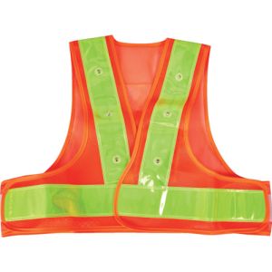 トラスコ中山 TRUSCO トラスコ中山 SLEOY LED付ショート安全ベスト オレンジ×蛍光イエロー