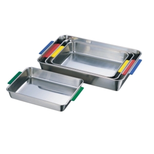 赤川器物製作所 AG 18-8 ステンレス カラー取手付 角バット 21枚取青 赤川器物