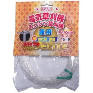 斎藤撚糸 斎藤撚糸 90044 斎藤撚糸 電気草刈機エンジン草刈機兼用 ナイロン草刈コードELITE スパイラル 角1.65mm 15m巻