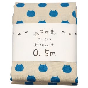 日吉商会 日吉商会 オックス生地 ねこたま オックスカットクロス ソーダ 110ｘ50cm NTSC-1G