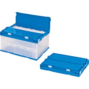 積水 積水 STSF4DB TMB 折りたたみコンテナ エコタイプ フタ一体型 透明×ダークブルー 40リットル メーカー直送 代引 北海道沖縄離島不可