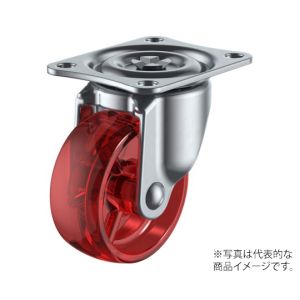 ユーエイキャスター YUEI ユーエイキャスター G-50PC-R スケルトンキャスター自在車 50径ポリカーボネート車 赤