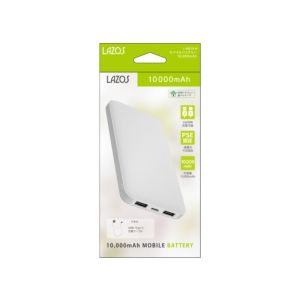 ラソス Lazos Lazos L-MB10-W モバイルバッテリー 10000mAh