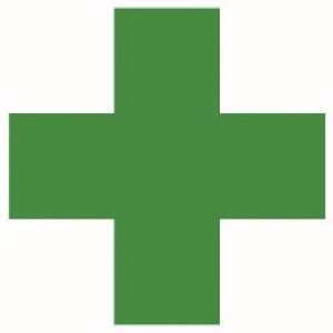 ユニット UNIT ユニット 371-10 緑十字ステッカー PPステッカー 45×45mm 10枚組