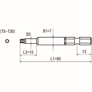 近江精機 近江精機 V21T-T25-65-5.5 六角6.35 溝13差込 へクスウェーブビット T25 全長65 段付φ5.5x15 10個 メーカー直送 代引不可 北海道沖縄離島不可