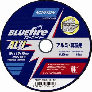 サンゴバン NORTON NORTON 2TWC107BFA101P 切断砥石 ブルーファイヤ―ALU(アルミ) 107mm×1.0mm 10個 メーカー直送 代引不可 北海道沖縄離島不可