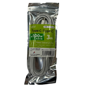 ラソス Lazos ラソス L-TC100-W3 TypeC - TypeC ケーブル 100W 3m