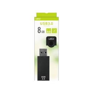 LAZOS ラソス L-US8-CPB USBメモリ 8GB USB3.0 キャップ式 ブラック LAZOS