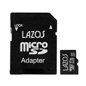  LAZOS ラソス L-B64MSD10-U3V10 高耐久microSDXC 64GB UHS-I U3 V10 CLASS10 LAZOS