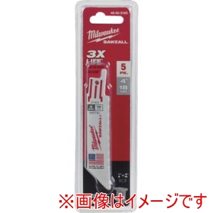 ミルウォーキー milwaukee ミルウォーキー 48-00-5183 THIN KERF金工用レシプロソーブレード 18TPI 101mm 5本パック 